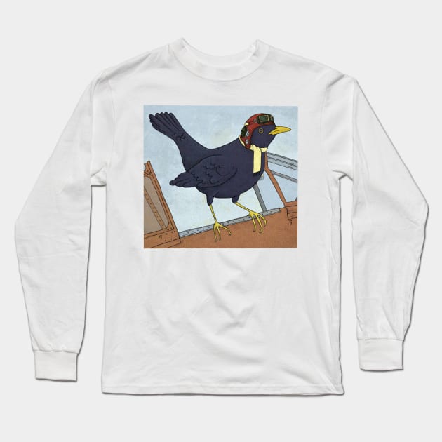 Blackbird aviator Long Sleeve T-Shirt by jurjenbertens